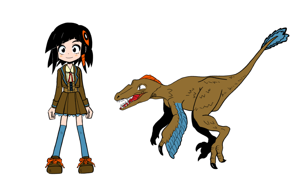 ラプトルと女の子 一城ひとまのイラスト屋