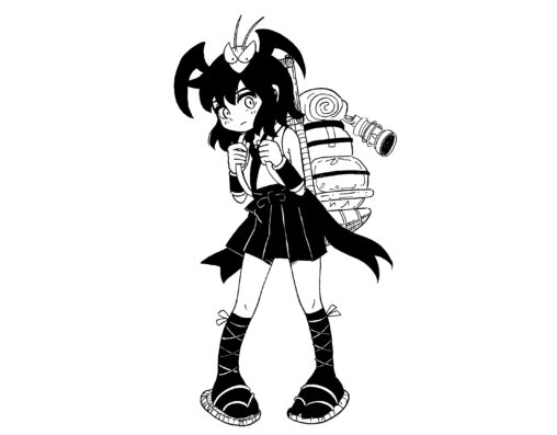 カマキリ子　モノクロ